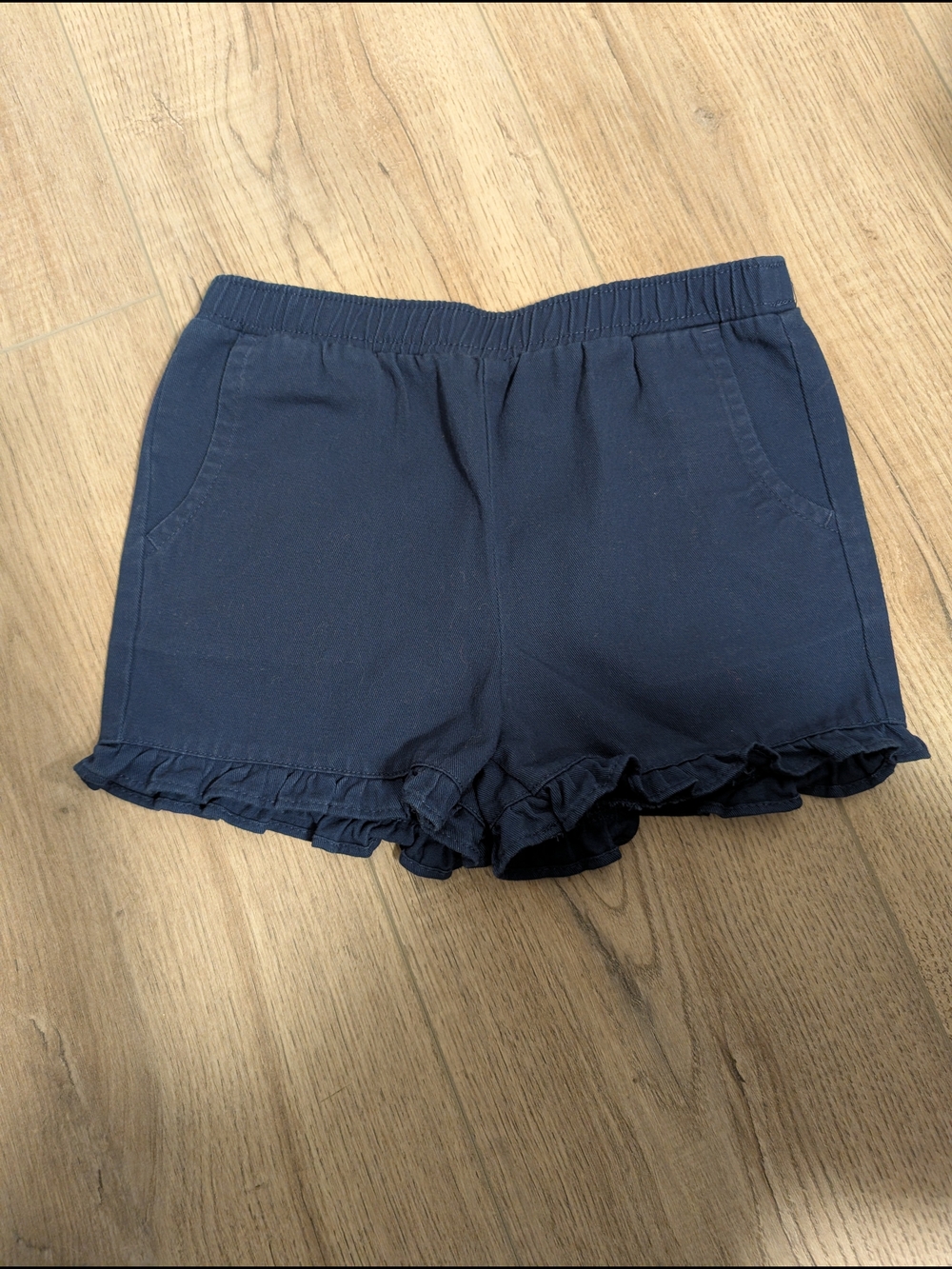 Andy & Evan Navy Ruffle-Hem High-Waist Shorts
